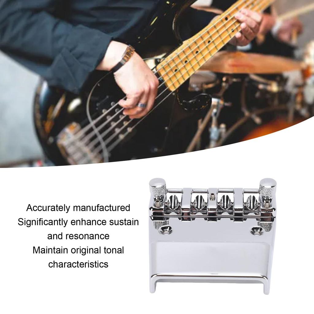 Luocute Bass Bridge for 18mm Zinc Alloy Saddle Assembly Rickenbacker, 4-String, Adjustable, Chromium-Plated