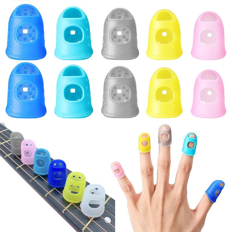 10/20/30/40pcs Guitar Fingertip Set Guitar Protector Finger Thumb Hoder Silicone Fingertip Caps Strings Instrument Beginner TMZ