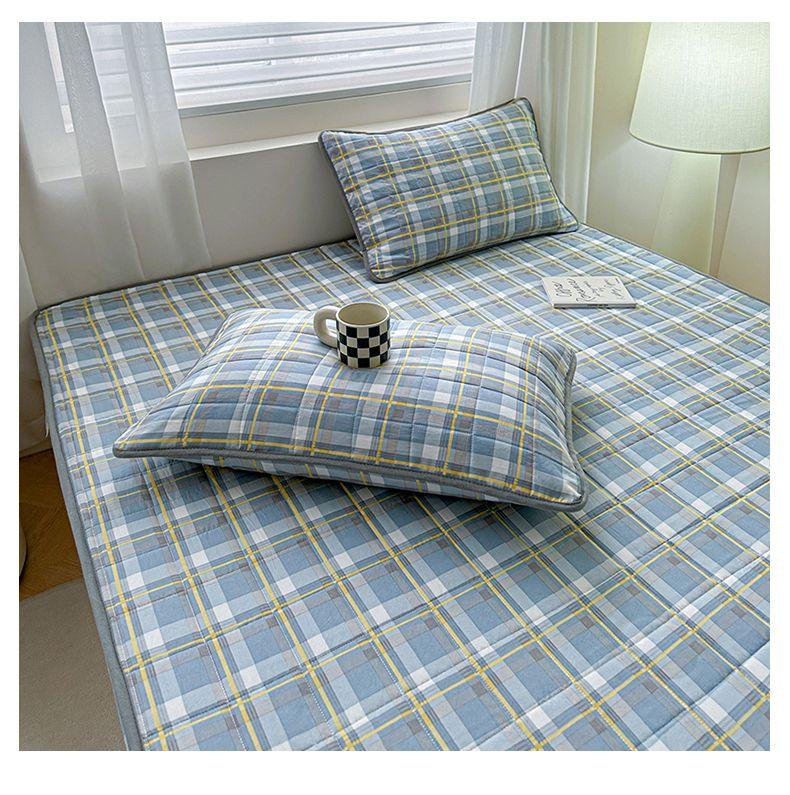 Sleeping Grid Washed Cotton Linen A-class Xinjiang Cotton Bed Sheet, Thickened Cotton Mattress Cover, Protective Cover