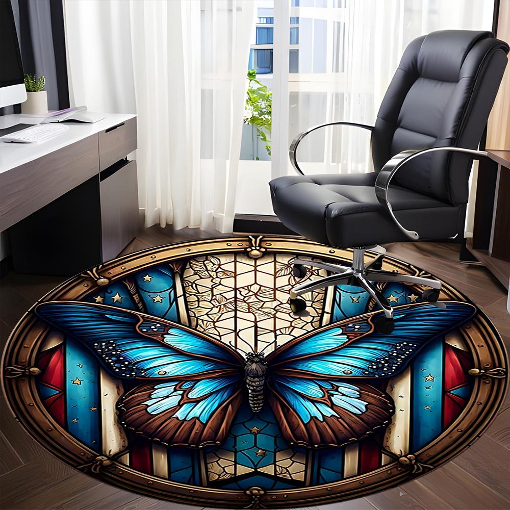 1pc Butterfly Stained Glass Chair Carpet for Office, Non-slip, Soft and Durable Leisure Rug, Perfect for Office, Living Room Yy251103160