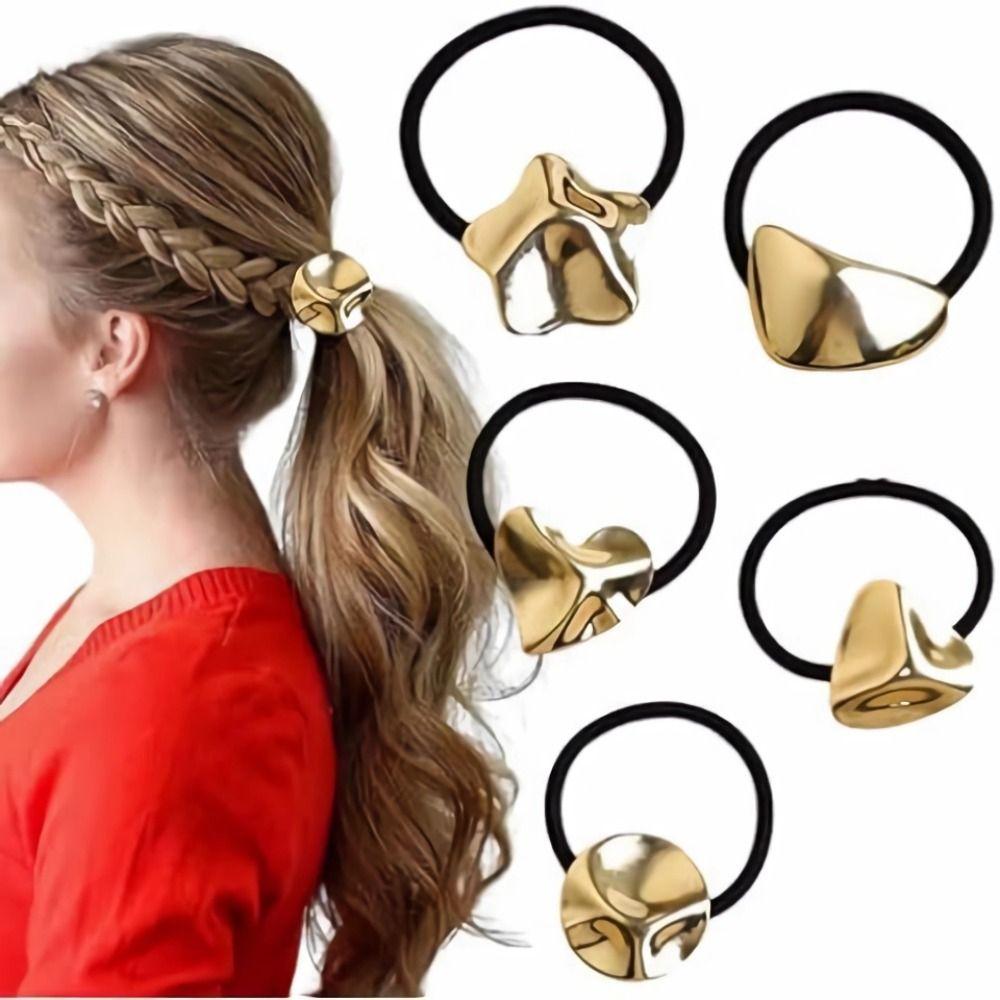 Silver Metal Metal Hair Cuff Golden Color Hair Rope Accessories Scrunchies Girls