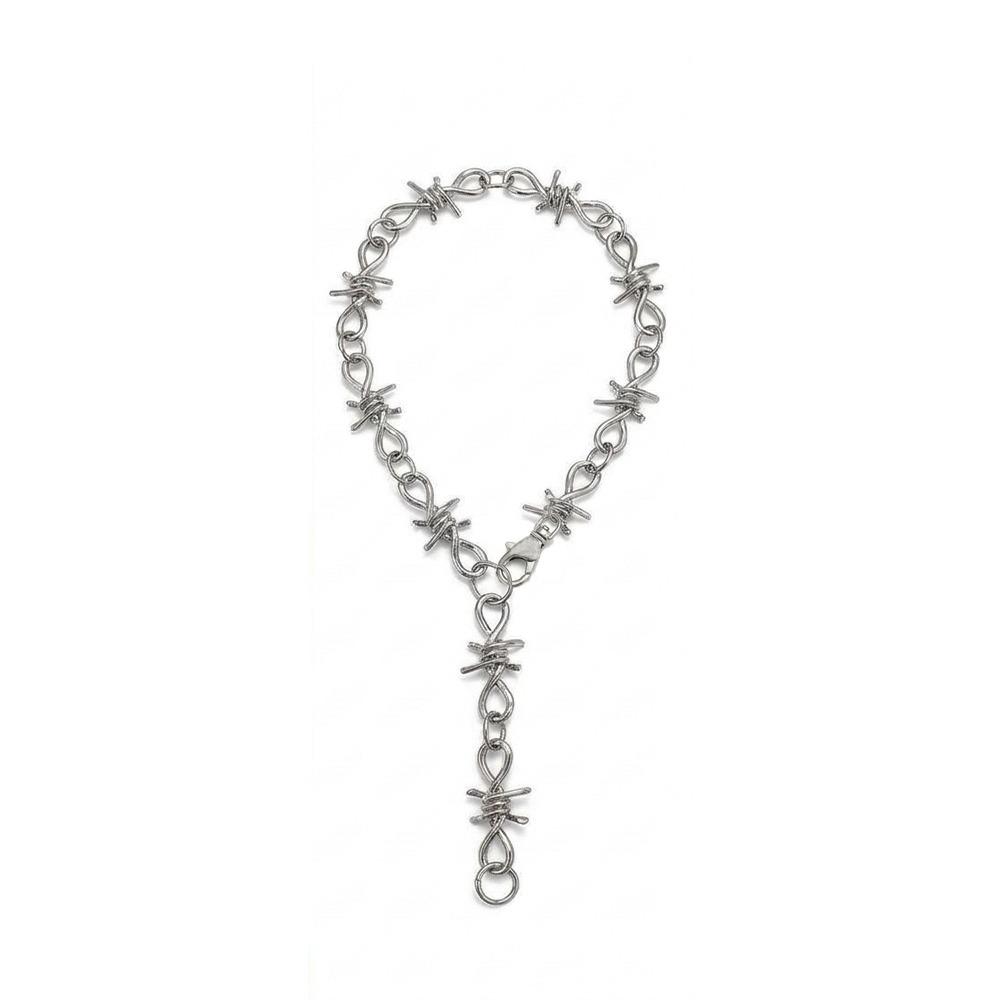 Silver Color Grunge Choker Necklace Adjustable Goth Choker Accessory Emo Choker for Women Men серебряный