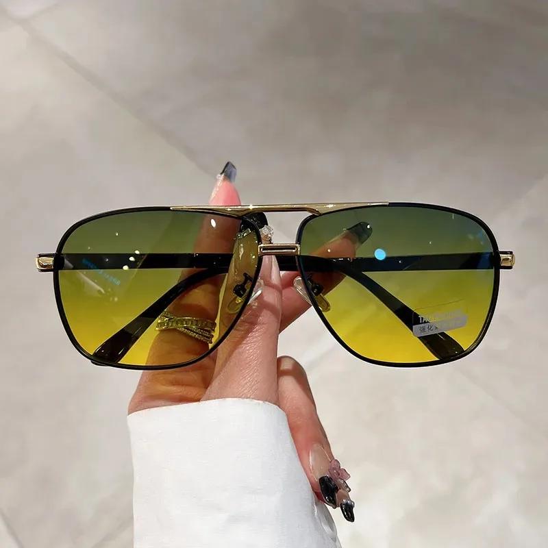 Oversized Vintage Sunglasses Men Women Fashion Polarized Pochromic Shades Eyewear Double Bridge Driving Sun Glasses