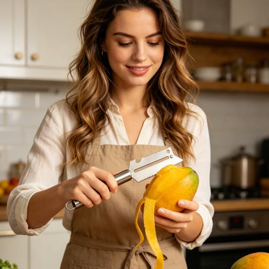 Vegetable Peeler with Ergonomic Handle 2 In 1 Bottle Opener Stainless Steel Peeler for Melons Potatoes Cucumbers Pumpkin Sugar Cane