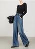Women's Blue Long-Sleeved Denim Jacket with High-Waisted Wide-Leg Pants - Spring 2026 Collection