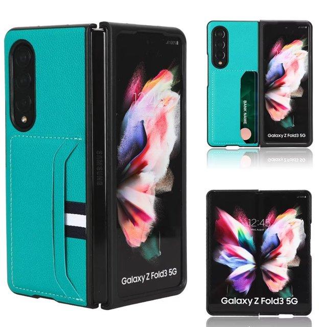 High Quality For Samsung Galaxy Z Fold3 2 3 Fold 4 5g Case Litchi Pattern Card Leather Cover