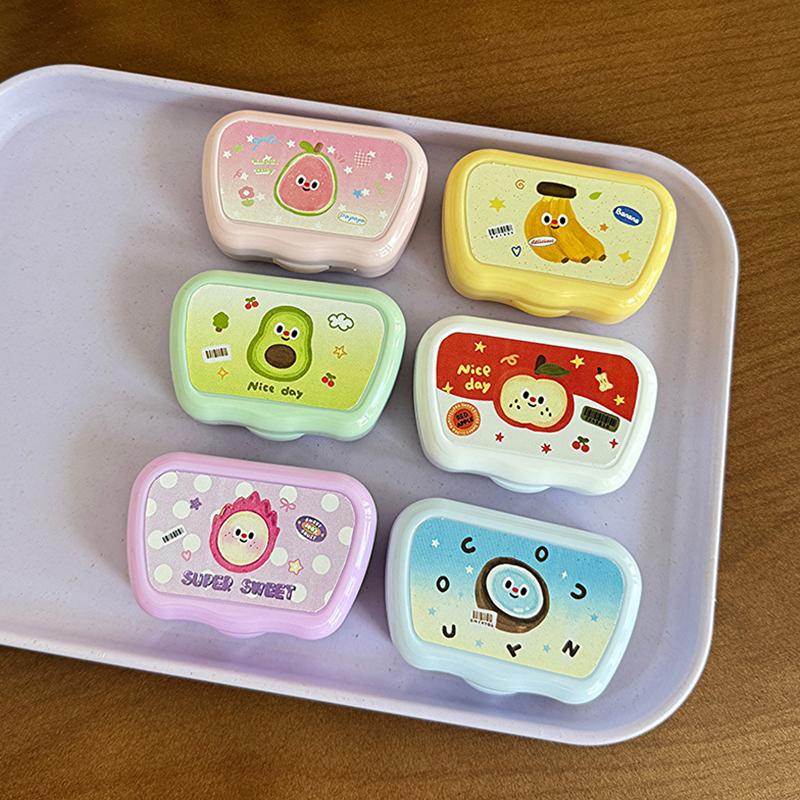 Cartoon Fruits Contact Lenses Box Portable Contact Lens Case With Tweezer Suction Stick Set For Travel Kit Holder
