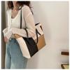 Korean Style Color Blocking Large Capacity Tote Bag  Trendy Fashion Shoulder Handbag Casual Shopping Bag for Women CLE