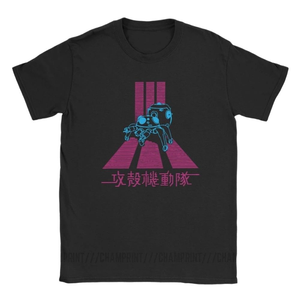 Vintage Ghost In The Shell GITS Tachikoma T-Shirt für Herren Baumwoll-T-Shirt Anime Batou Kurzarm-T-Shirt Geschenkidee Oberteile