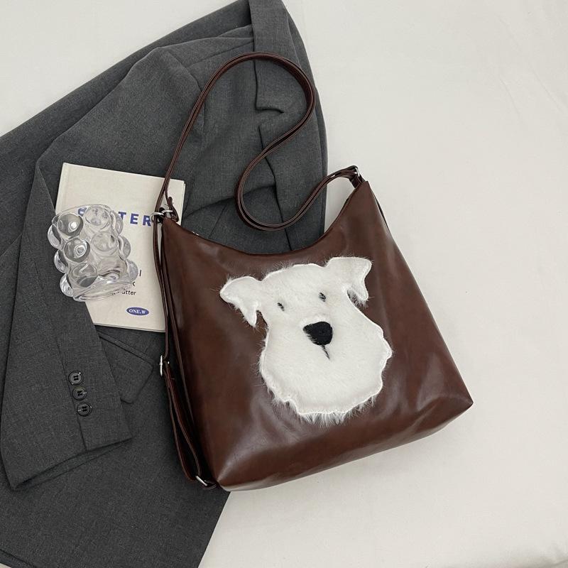 

Плюшевый щенок ленивый стиль дизайн стиль большой емкости студенческая сумка для занятий свободный рюкзак для поездок на работу темно-коричневого