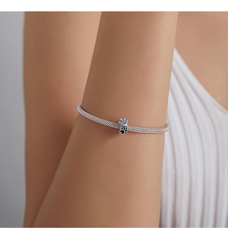 Yinziyun Cat Paw Print DIY Bracelet Spacer Beads: Cute S925 Sterling Silver Pet Imprint Collection