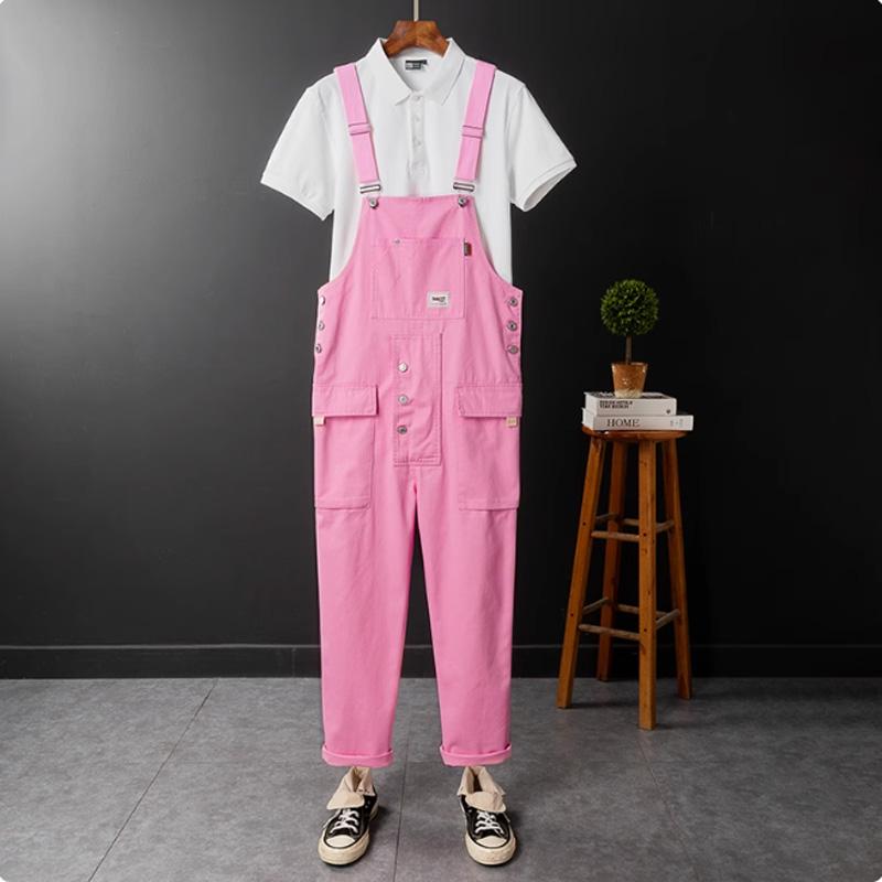 Retro Casual Jumpsuit for menn Løs overall med flere lommer. Kjeledress for menn