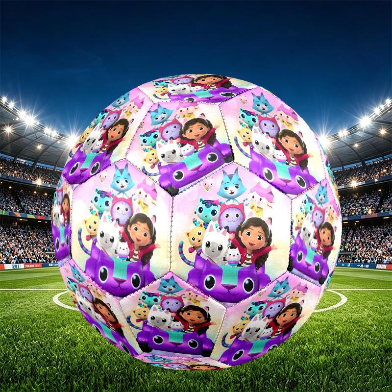 Gabby's Dollhouse Print Size 5 Soccer Ball, PU Wear Resistant Football for Match Training and Daily Practice, Birthday Gift for Soccer Fans