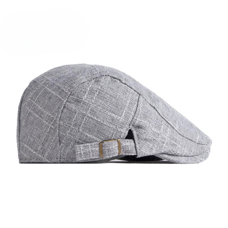 British Retro Faux Linen Flat Cap for Men Women Vintage Adjustable Beret Newsboy Hat Casual Breathable Peaked Forward Cap Korean Style