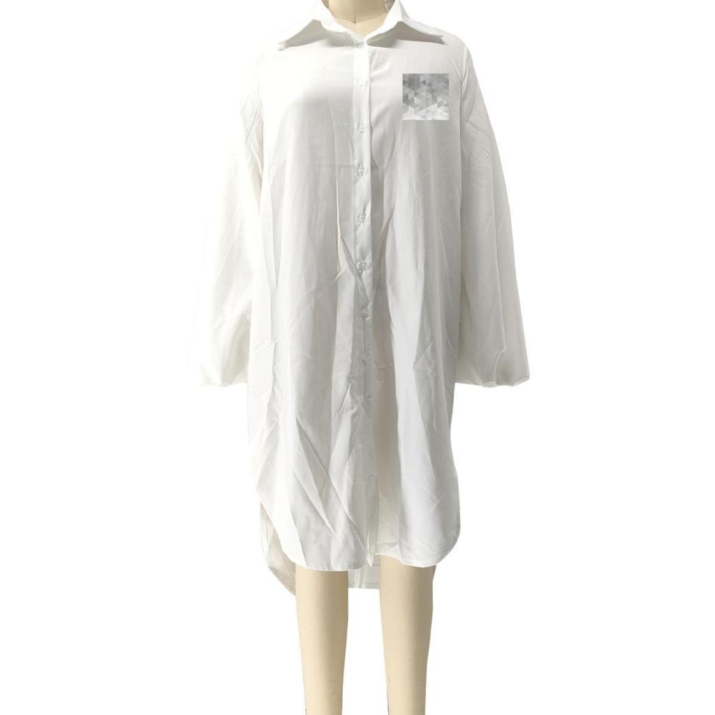 Women's Long Sleeve Slimming Slit Shirt Dress - Autumn/Winter European & American Mid-length Style (M3108L)
