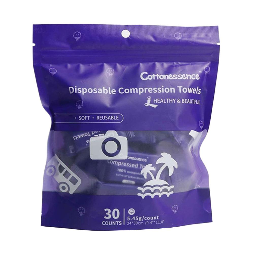 30 Pack Individually Wrapped Compressed Face Towels - Soft, Reusable & Portable Dry Cleansing Cloths For Travel, Camping