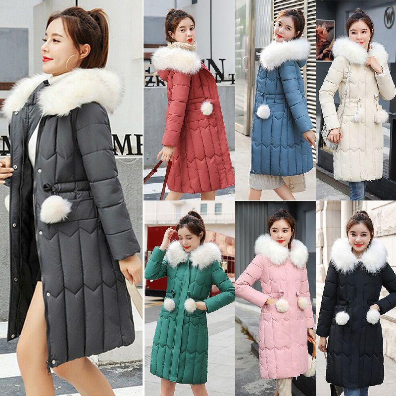 Outwear Winter Parka Coats Women Warm Long Coat Fur Collar Hooded Jacket Slim