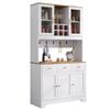 Sideboard, hoher Schrank in weißer Holzmaserung, 94,5 x 30 x 175,5 cm, für Wohn- und Esszimmer