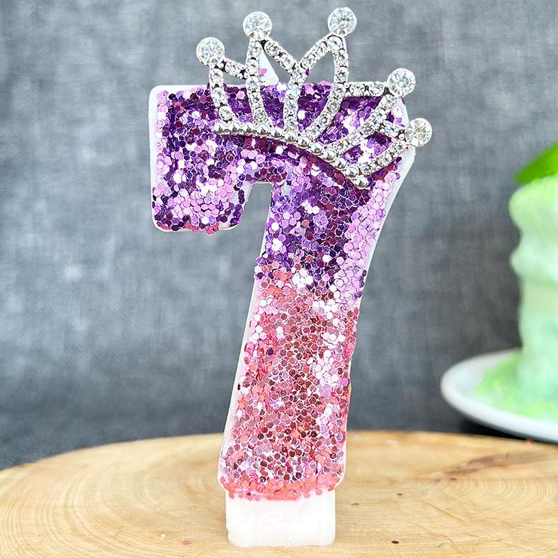 Color Changing Princess Crown Digital Birthday Candle,Celebrating Birthday Cake Plugin Candle Decoration Cake Decorating Supplie