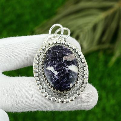 Wedding Gift For Her 925 Sterling Silver Natural Lepidolite Gemstone Pendant