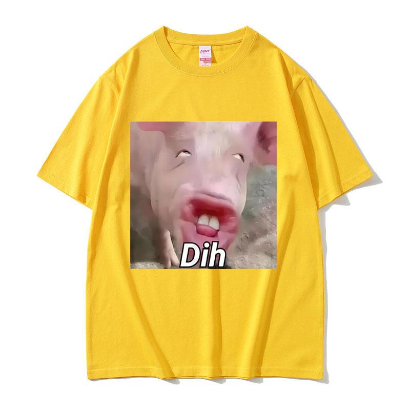 Dih Brainrot Gen Z Pig Funny Meme T Shirt Unisex Women Clothing Casual Humor Tshirts Unisexs Oversized Cotton Short Sleeve T Shirts