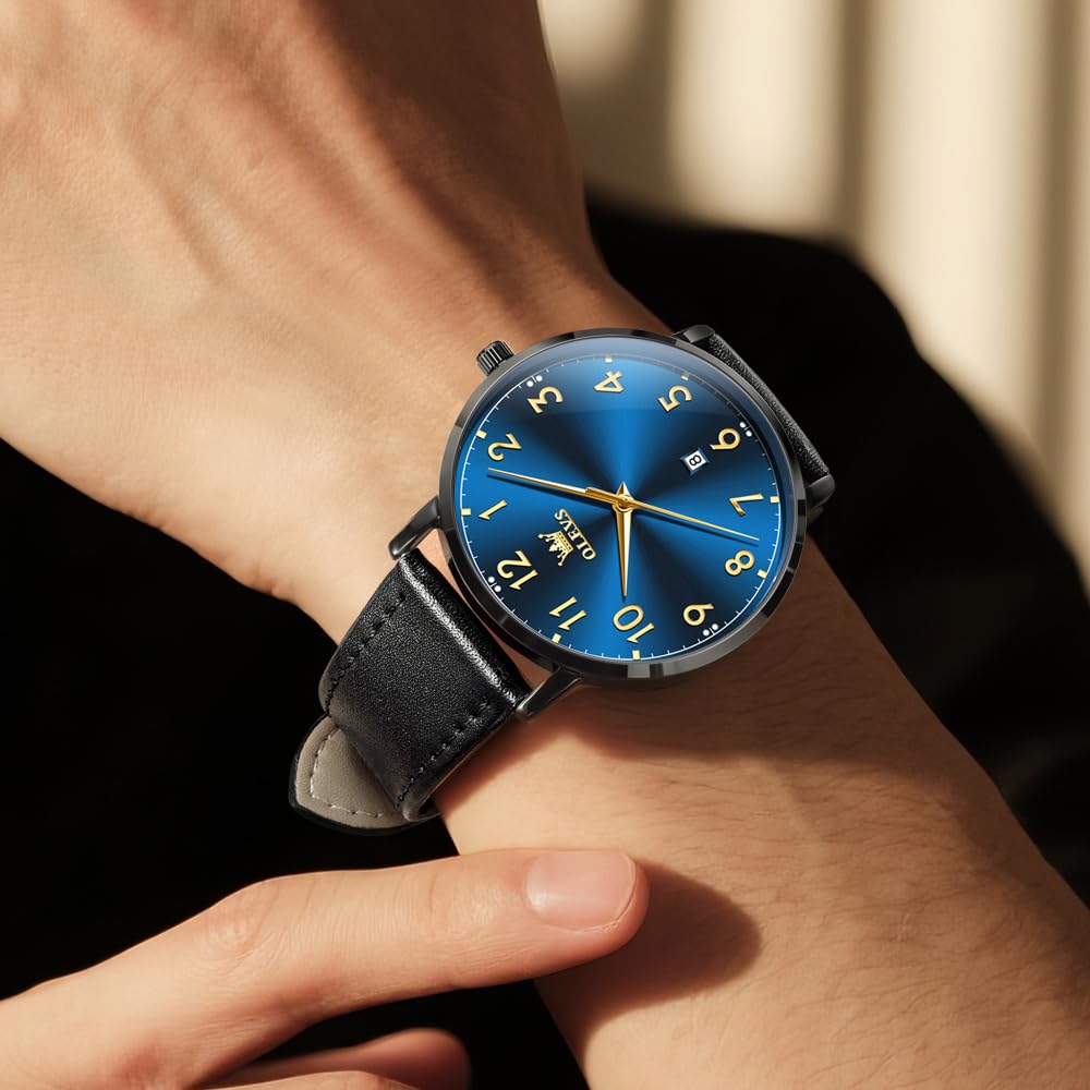 OLEVS Business Roman Numeral Waterproof Analog Date Perfect Gift for Men Men's Watch, Casual, Dial, & Luminous, Quartz, Display,