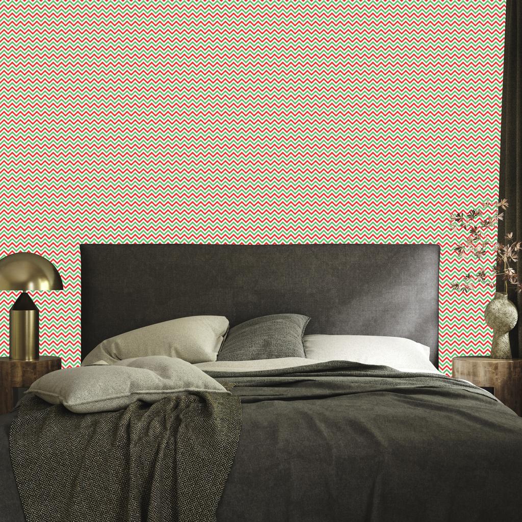 Zigzag Coral and Lime Wallpaper for Living Room and Bedroom 50x1000