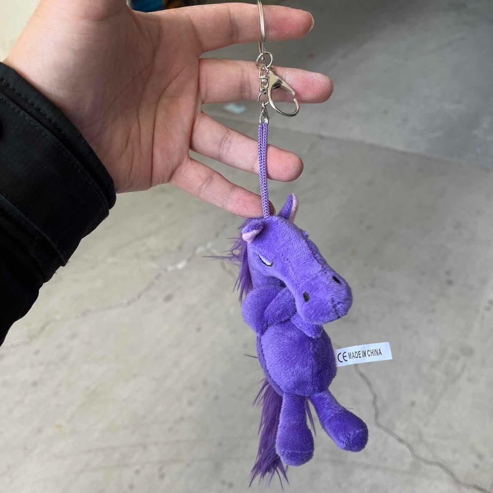 Creative Plush Dark Horse Keychain Cute Soft Simulation Horse Doll Chinese Mascot Dolls Zodiac Pony Figurine Keychains For Bags