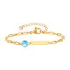 Custom Birthstone Bracelet with Name Personalized, Adjustable Paperclip Link Bracelet, Christmas Birthday Gift for Women