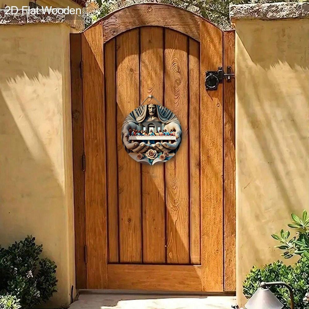 Klassisches Holzschild zum Thema Das letzte Abendmahl - Dekorative Plakette - Vielseitiges künstlerisches Schild für Wohnzimmer, Zuhause