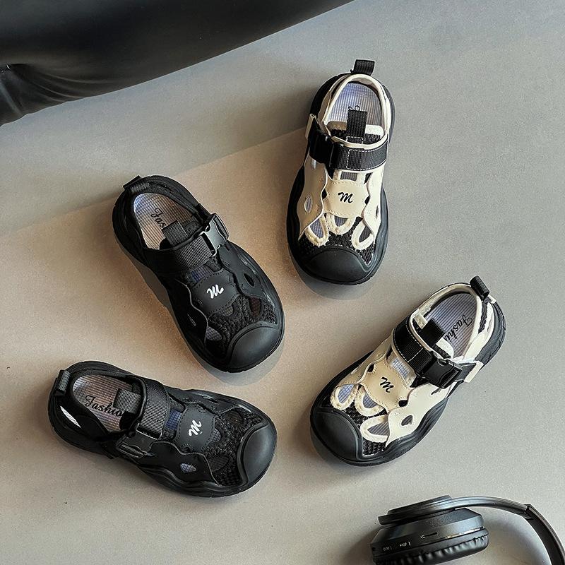 Children's sandals summer new boys and girls hollow mesh breathable sports shoes soft sole beach bag head casual versatile