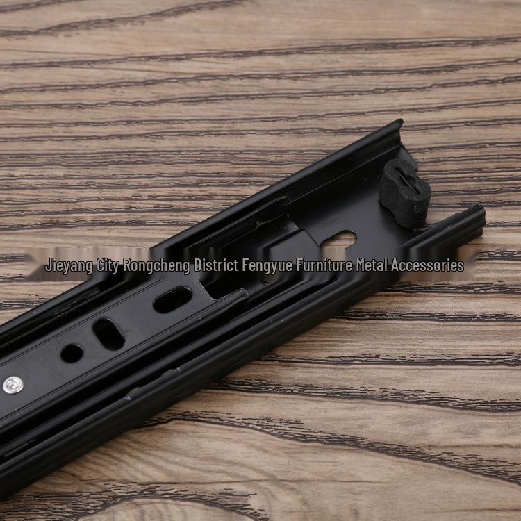 Silent Cold-Rolled Steel Ball Bearing Drawer Rail: 35-Wide Three-Section Slide for Wardrobe & Buffer Sliding Doors.