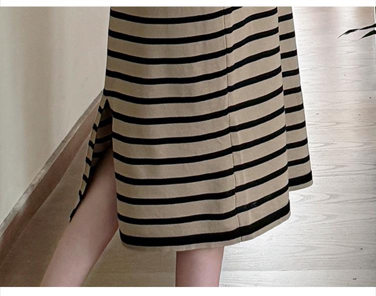 2026 Korean Striped Casual Maternity Polo Dress