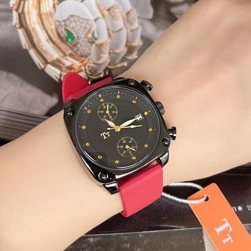 Trend Domineering Watch Women S Green Fashion Large Dial Square Silicone Women S Watch Niche Light Luxury Leisure Student Watch