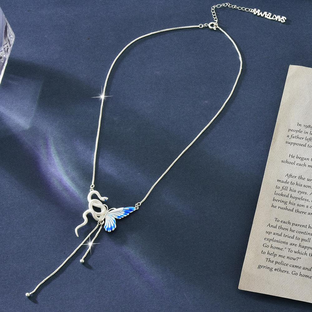 Fashionable and Personalized Butterfly Tassel Collarbone Chain Versatile and Versatile Butterfly Necklace for Women