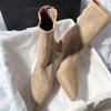 Luxury High Heels Women Suede Ankle Boots Sexy Pointed Toe Shoes Autumn  Trend Party Pumps Zipper Platform Goth Botas Mujer