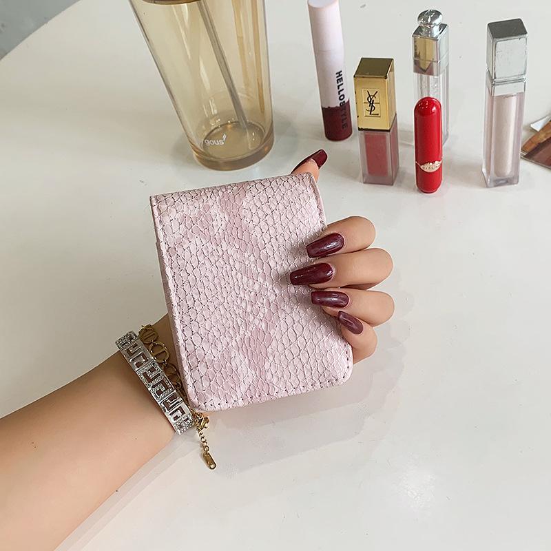 

Мини-кошелек для монет и косметичка с зеркалом с узором змеиной кожи розовый