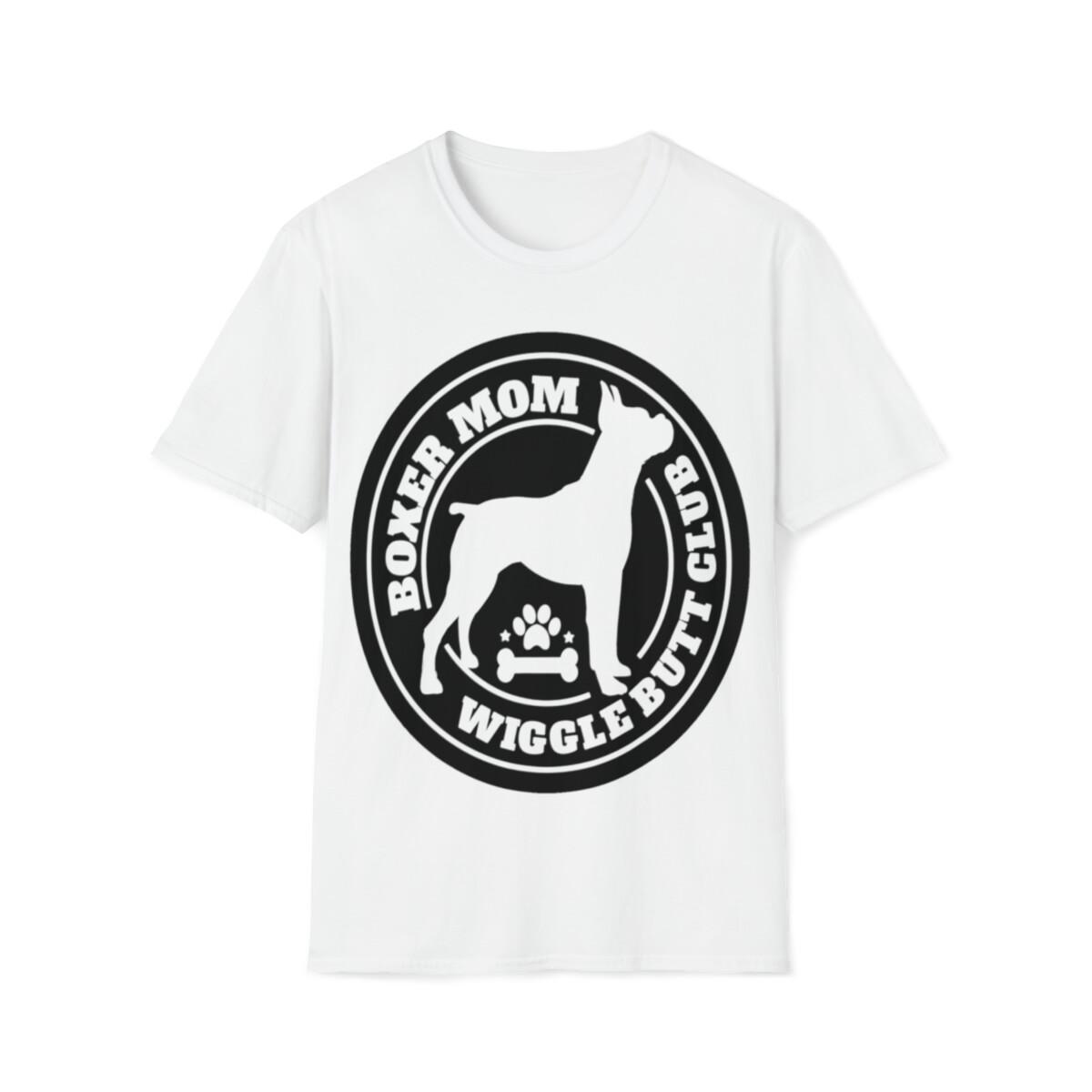 Soft Cotton T-Shirt Mens Womens Tees Top. Dog Boxer Mom. Wiggle Butt Club 2XL
