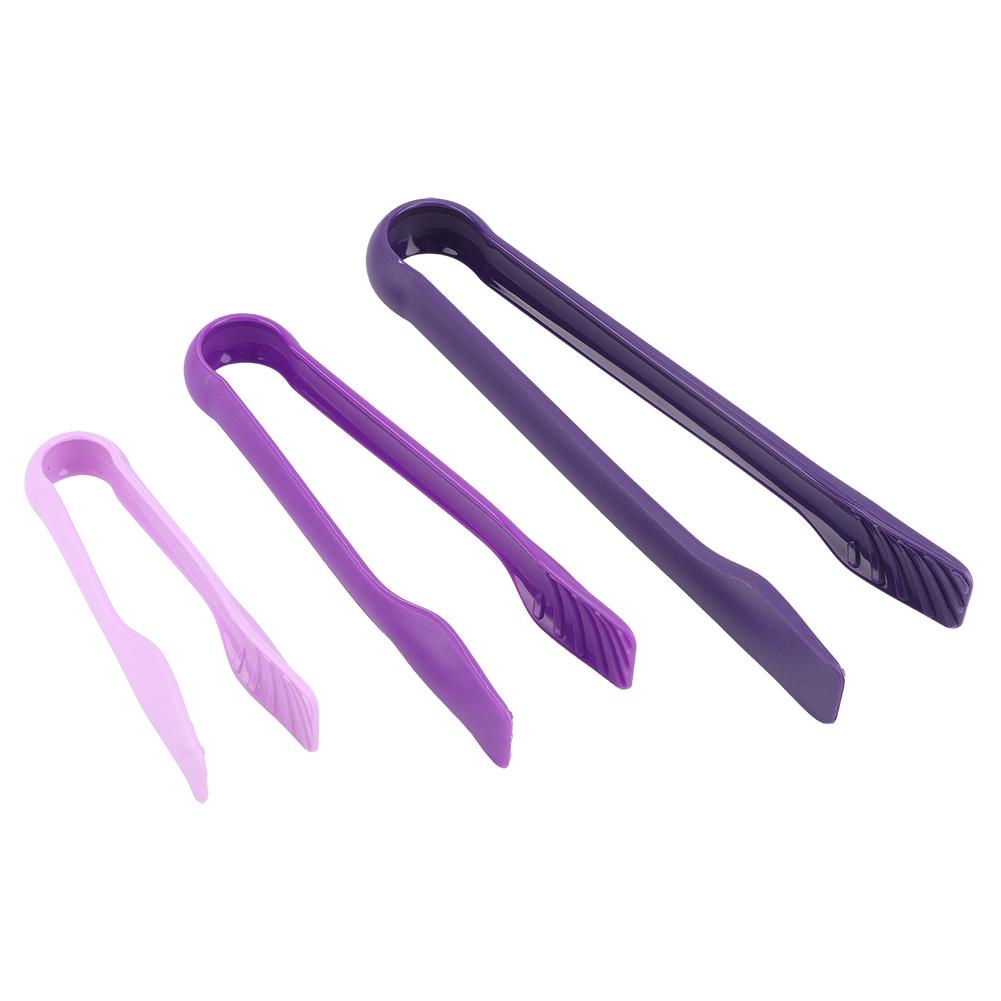 3 PCS Multifunctional Plastic Bread Tongs Food Clamps for Home Bakery (Purple)