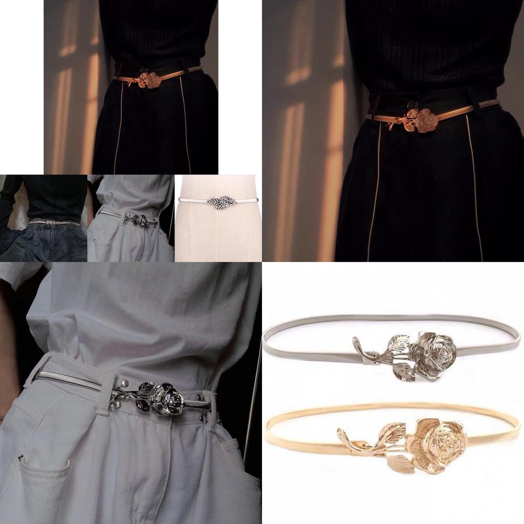 Elegant Rose Elastic Waistband For Dresses Charming Metal Waist Belt 2023 Collection