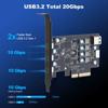 1PC PCI-E 4X PCI-Express To USB 3.2 Gen2 Type-C 3- Port Pansion Card Asm3142 Chip 20Gbps Support PCi-E 4 6 16