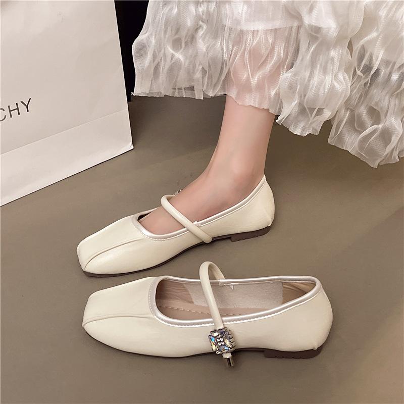 Mary Jane with fashion single shoes women's 2025 summer new Internet celebrity shallow mouth soft bottom flat beanie shoes