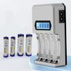 Type C Powereds 4 Slot AA 3A Battery Charger Fast Charging Slots with LCD Display for 1.2V NiMH NiCD AA 3A Batteries