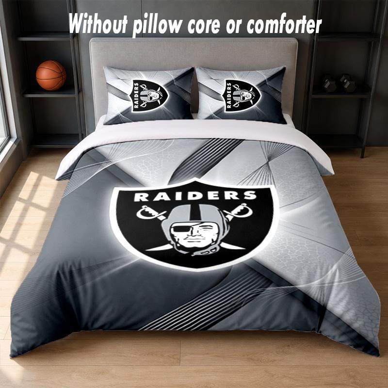 Set Biancheria da Letto Design Las Vegas Raiders 1 Copripiumino + 2 Federe Morbido Traspirante Biancheria da Letto per la Casa