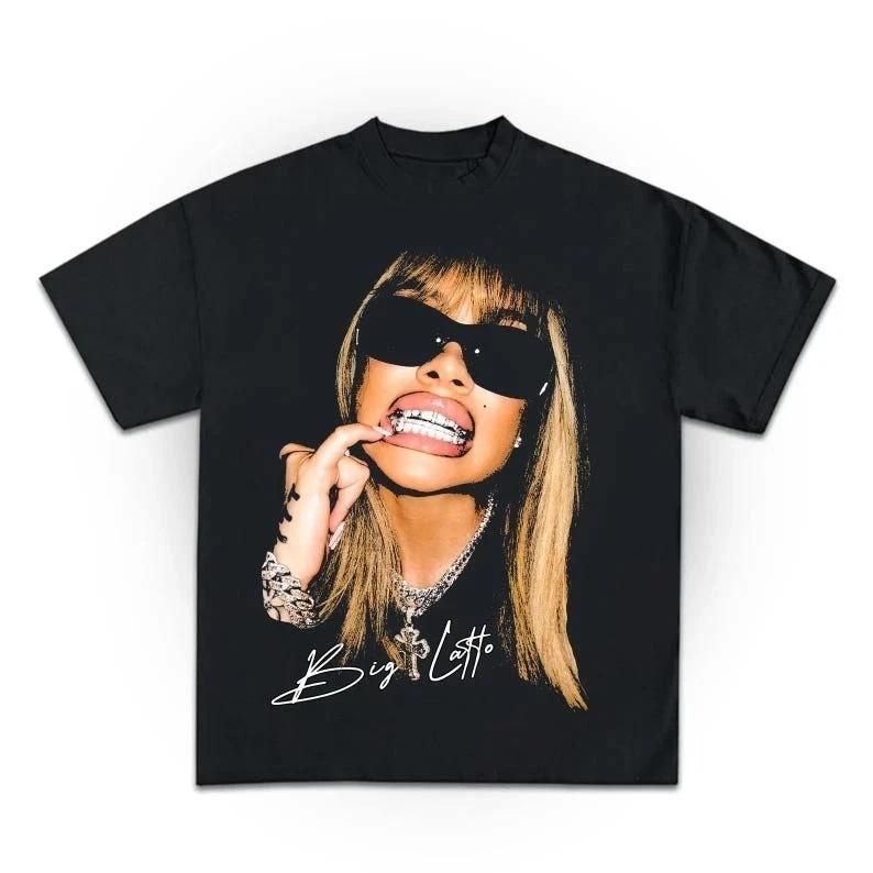 Big Latto Sugar Honey Iced Tea Tour Graphic 100% Cotton T-shirt Mens Tees Top M