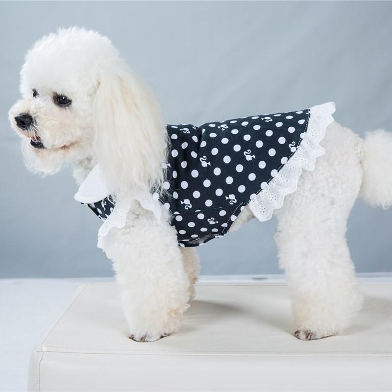 Summer Dog JUEothes Cotton Princess Dress For Small Female Dogs Dot Pattern Pet Dress Teddy Dog Summer Outfit