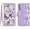 For Samsung Galaxy S25 Case PU Leather Floral Phone Cover with Card Slots