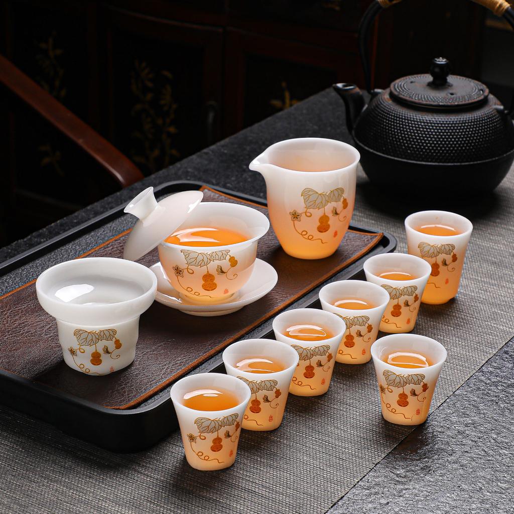 High-end ice seed jade porcelain tea set, gifts for customers, business companies, high-end gifts