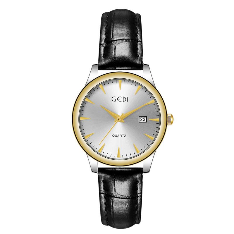Paar Klassische Lederuhr Einfach Hochwertig Kalender Wasserdicht Quarz-Uhr Wertvolle Uhr