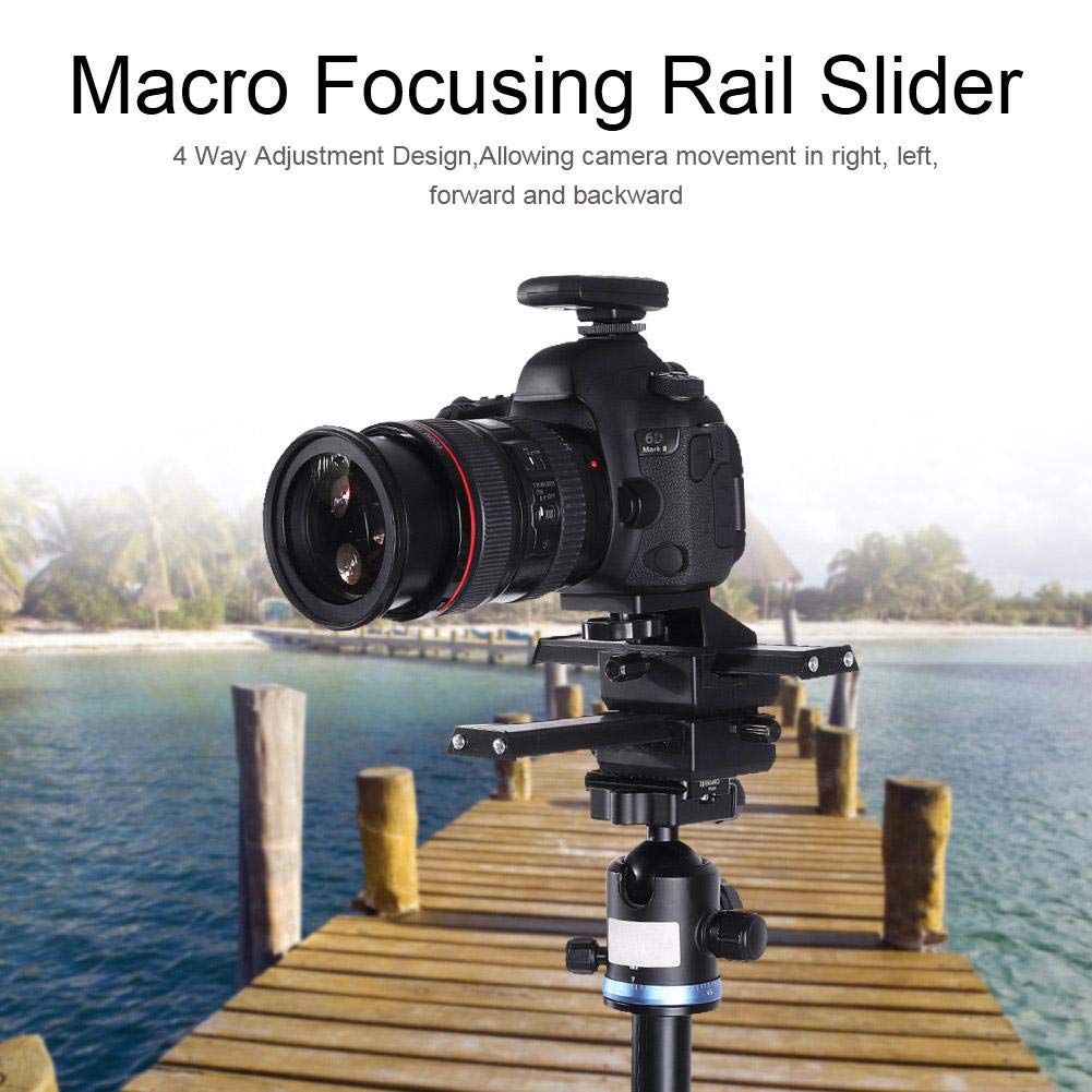 Elerose Macro Focus Rail, 4-Way Macro Focus Rail Slider with 1/4" Mounting Screw for Close-Up Photography